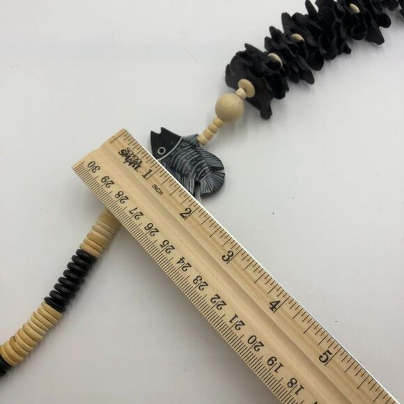 Fish Sea Life Beaded Women's Statement Necklace Nautical Wood Fashion Jewelry - Picture 8 of 8